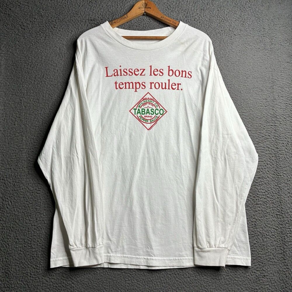 Vintage 90'S Tabasco Promo T-Shirt Made in USA Men's XL Long Sleeve